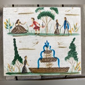 Vintage Benito Fosado Signed Mexican Folk Art Hand Painted Wooden Trinket Box